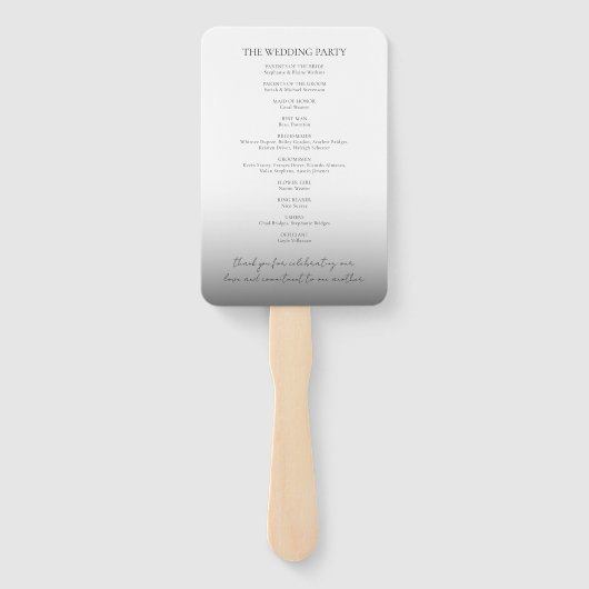 Modern Zwart-wit Ombre bruiloft programma Handwaaier (Achterkant)