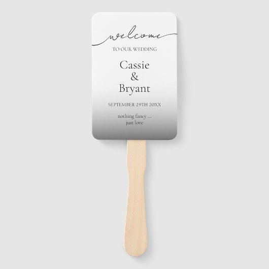 Modern Zwart-wit Ombre bruiloft programma Handwaaier (Voorkant)