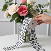 Modern zwart-wit omheind mesh patroon grosgrain lint