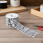 Modern zwart-wit omheind mesh patroon grosgrain lint