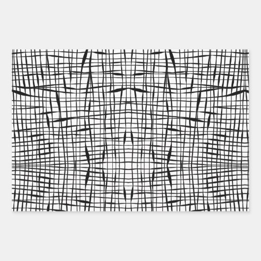 Modern zwart-wit omheind ontwerp inpakpapier vel (Voorkant 2)