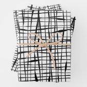 Modern zwart-wit omheind ontwerp inpakpapier vel (In situ)