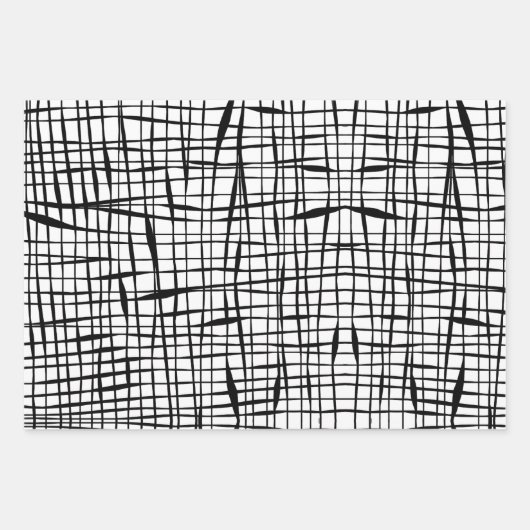 Modern zwart-wit omheind ontwerp inpakpapier vel (Voorkant)