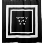 Modern zwart-wit omlijst monogram douchegordijn (Voorkant)