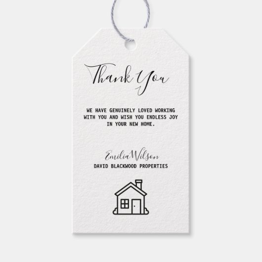 Modern zwart-wit onroerend goed cadeau Labels Cadeaulabel (Voorkant)