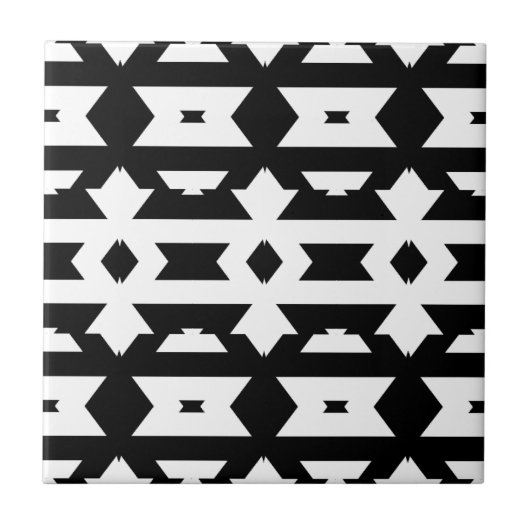 Modern zwart-wit op Art Geometric Pattern Tegeltje (Voorkant)