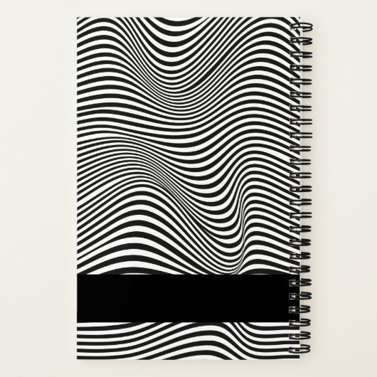 Modern zwart-wit op art notitieboek (Achterkant)