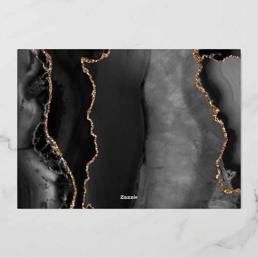 Modern zwart-wit opslaan Datum Folie Uitnodiging (Achterkant)