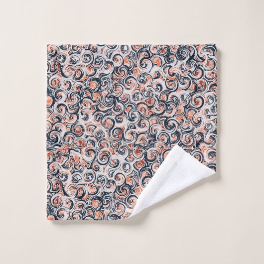 Modern zwart wit Oranje Abstract patroon Bad Handdoek (Wasdoekje)