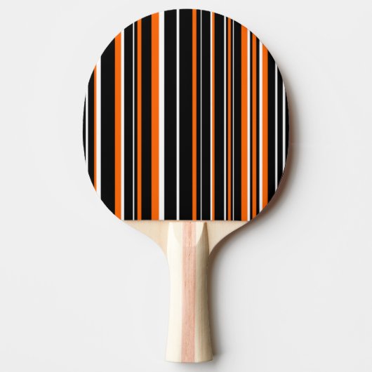Modern zwart, wit, Oranje streepjescode Tafeltennisbatje (Voorkant)
