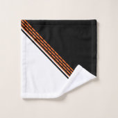Modern zwart wit Oranje striped patroon Bad Handdoek (Wasdoekje)