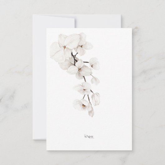 Modern zwart-wit orchidee bruiloft RSVP (Achterkant)