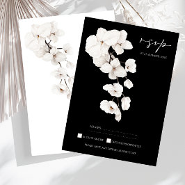 Modern zwart-wit orchidee bruiloft RSVP Kaartje