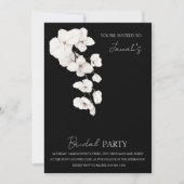 Modern Zwart Wit Orchideeën Bloemen Bruidsfeest Kaart (Voorkant)
