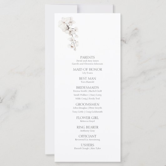 Modern Zwart Wit Orchideeën Bloemen Huwelijk Progr (Achterkant)