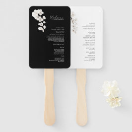 Modern Zwart Wit Orchideeën Bloemen Huwelijk Progr Handwaaier