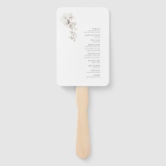 Modern Zwart Wit Orchideeën Bloemen Huwelijk Progr Handwaaier (Achterkant)