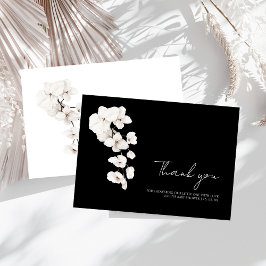 Modern zwart wit orchideeën bloemig Baby shower Bedankkaart