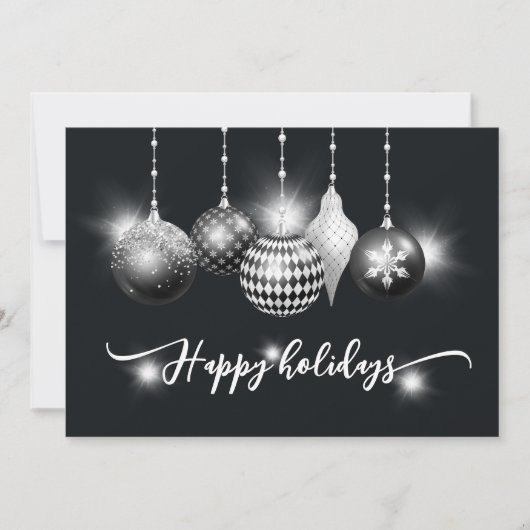 Modern zwart-wit Ornamenten Xmas Business Feestdagenkaart (Voorkant)