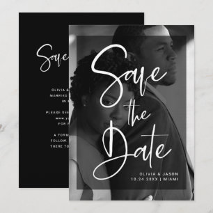 Modern zwart-wit overlay Foto Save The Date