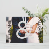 Modern zwart wit paar ampersand foto bruiloft kaart (Staand voorkant)