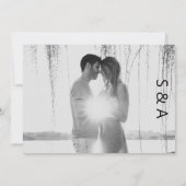 Modern zwart wit paar ampersand foto bruiloft kaart (Achterkant)