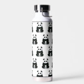 Modern zwart-wit Panda Beer Pattern Waterfles (Links)