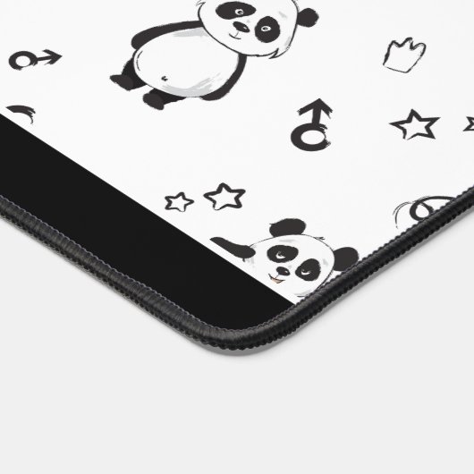 Modern zwart-wit panda patroon bureaumat (Hoek)