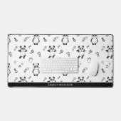 Modern zwart-wit pandapatroon bureaumat (Keyboard & Muis)