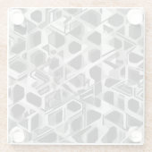 Modern zwart-wit patroon Abstract Glazen Onderzetter (Achterkant)