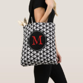 Modern zwart wit patroon Elegant Monogram Tote Bag (Dichtbij)