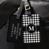 Modern zwart-wit patroon monogram bagagelabel