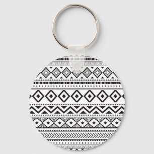 modern zwart-wit patroon sleutelhanger