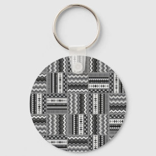Modern zwart-wit patroon sleutelhanger