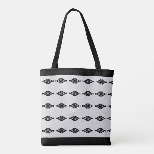 Modern zwart-wit patroon tote bag (Achterkant)