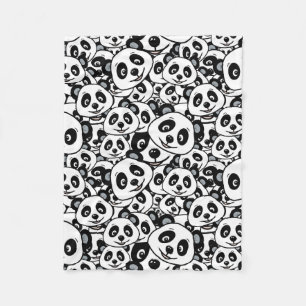 Modern zwart-wit patroon van een knuffel panda fleece deken