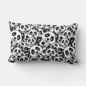 Modern zwart-wit patroon van een knuffel panda kussen (Achterkant)