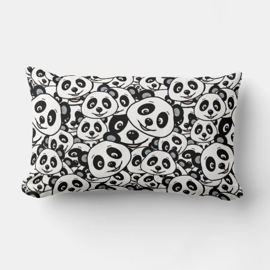 Modern zwart-wit patroon van een knuffel panda kussen (Voorkant)
