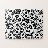 Modern zwart-wit patroon van een knuffel panda legpuzzel (Horizontaal)