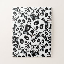 Modern zwart-wit patroon van een knuffel panda legpuzzel