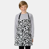 Modern zwart-wit patroon van een knuffel panda schort (Gedragen)