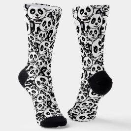 Modern zwart-wit patroon van een knuffel panda sokken