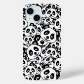 Modern zwart-wit patroon van een knuffelbare panda Case-Mate iPhone case (Achterkant)