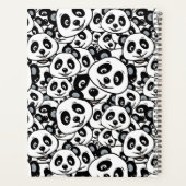 Modern zwart-wit patroon van een knuffelbare panda planner (Achterkant)