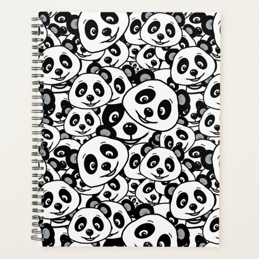 Modern zwart-wit patroon van een knuffelbare panda planner (Voorkant)