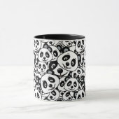 Modern zwart-wit patroon van een knuffelbeer panda mok (Midden)