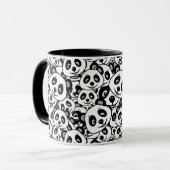 Modern zwart-wit patroon van een knuffelbeer panda mok (Voorkant links)