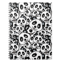 Modern zwart-wit patroon van een knuffelbeer panda