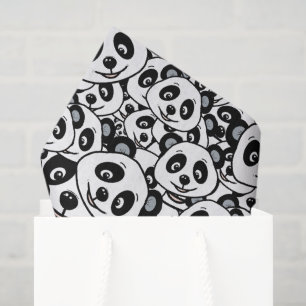Modern zwart-wit patroon van een knuffelbeer panda tissuepapier