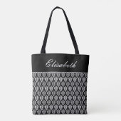 Modern Zwart-wit Patroonnaam Canvas tas (Achterkant)